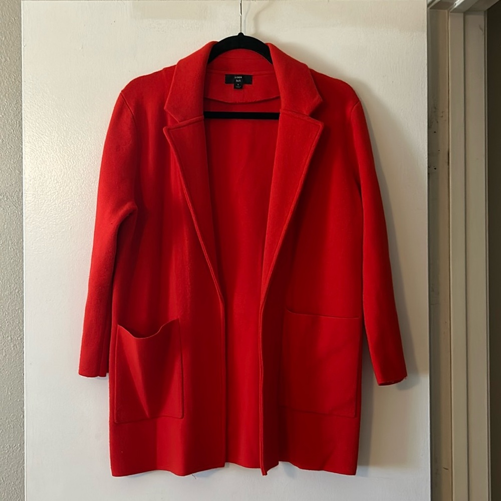 J. Crew Bright Red Open Front Blazer